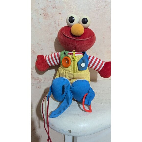 Playskool Dress Me Up Elmo Vintage 1993 Button Zip Tie Buckle Snap Sesame Stree - Picture 4 of 8